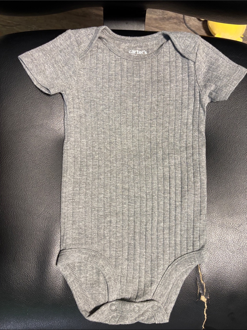 Carter's Heather Gray Ribbed Short-Sleeve Baby One-Piece